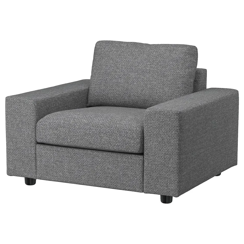 IKEA VIMLE ВІМЛЕ, крісло, з широкими підлокітниками/Lejde сіро-чорний 794.768.77 фото №1