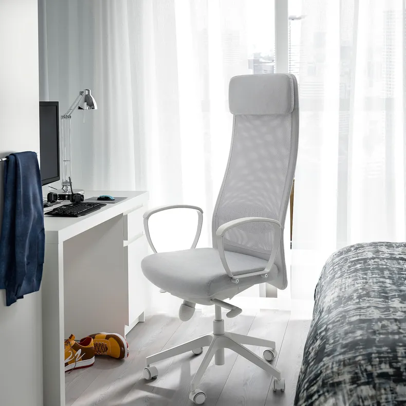 IKEA MARKUS МАРКУС, рабочий стул, Светло-серый 105.218.58 фото №5