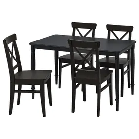 IKEA DANDERYD ДАНДЕРЮД / INGOLF ІНГОЛЬФ, стіл+4 стільці, чорний / коричневий / чорний, 130 см 095.442.81 фото