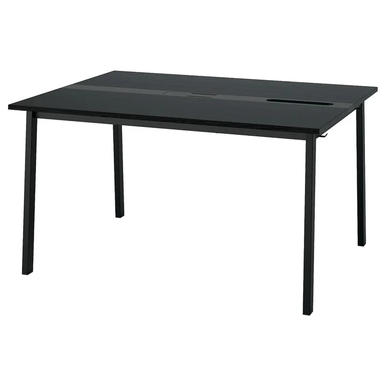 IKEA MITTZON МІТТЗОН, стіл для конференцій, шпон ясена, тонований чорним / чорним, 140x108x75 см 195.333.95 фото №1