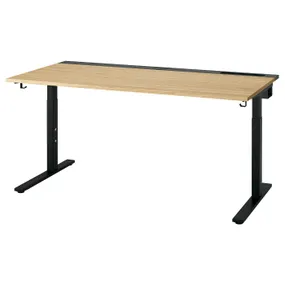 IKEA MITTZON МИТТЗОН, письменный стол, дуб / черный, 160x80 см 595.291.22 фото