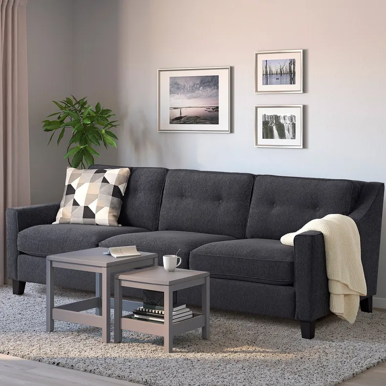 IKEA FRÖSLÖV ФРЕСЛЕВ, 3-місний диван, Hyllie темно-сірий 805.262.92 фото №3