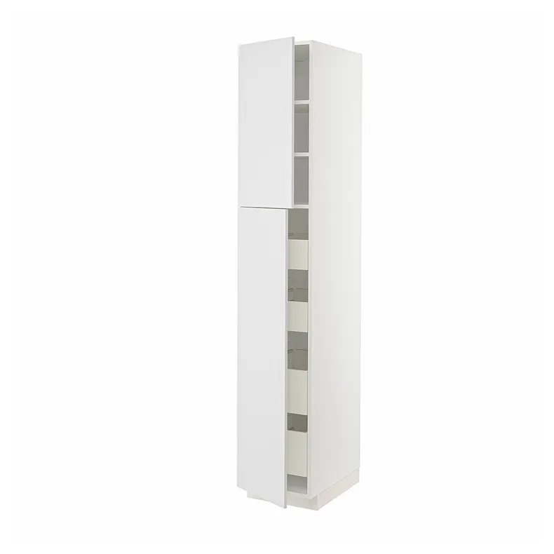 IKEA METOD МЕТОД / MAXIMERA МАКСІМЕРА, висока шафа, 2 дверцят / 4 шухляди, білий / стенсундський білий, 40x60x220 см 194.587.96 фото №1