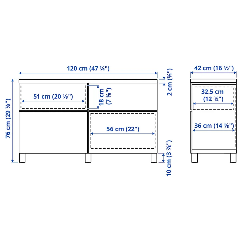 IKEA BESTÅ БЕСТО, комб для хран с дверц / ящ, черный / коричневый / Лаппвикен / Стуббарп черный / коричневый, 120x42x76 см 294.190.64 фото №4