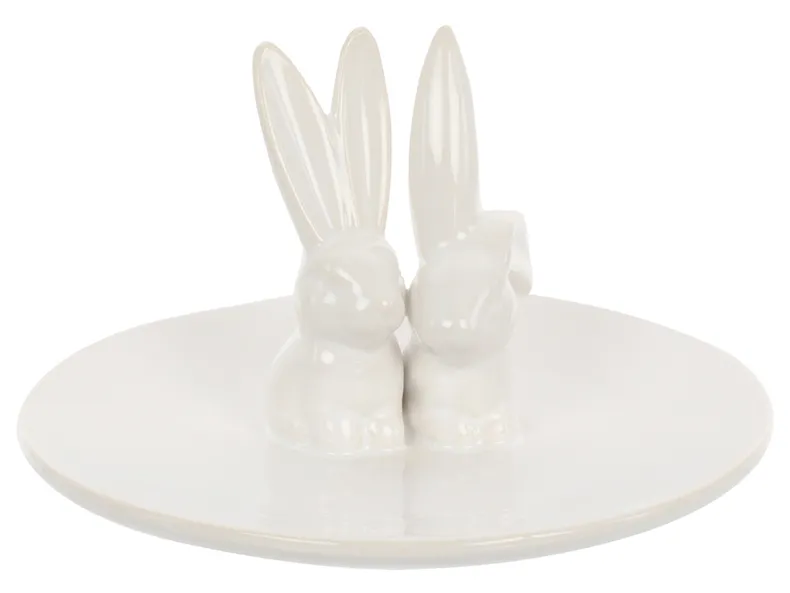 BRW Декоративна тарілка керамічна з Кроликом, білий 076996 фото №1