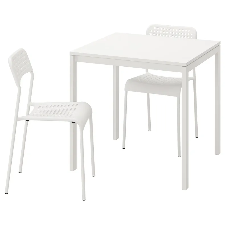 IKEA MELLTORP МЕЛЬТОРП / ADDE АДДЕ, стол и 2 стула, белый, 75 см 490.117.66 фото №1