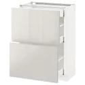 IKEA METOD МЕТОД / MAXIMERA МАКСІМЕРА, підлогова шафа / 2 фронт пан / 3 шухл, білий / Ringhult світло-сірий, 60x37 см 691.425.92 фото thumb №1