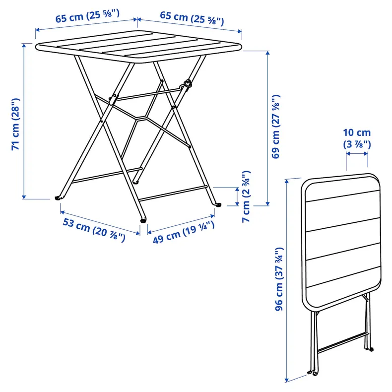 IKEA SUNDSÖ, таблица, темно-синий внешний, 65x65 см 605.825.85 фото №2