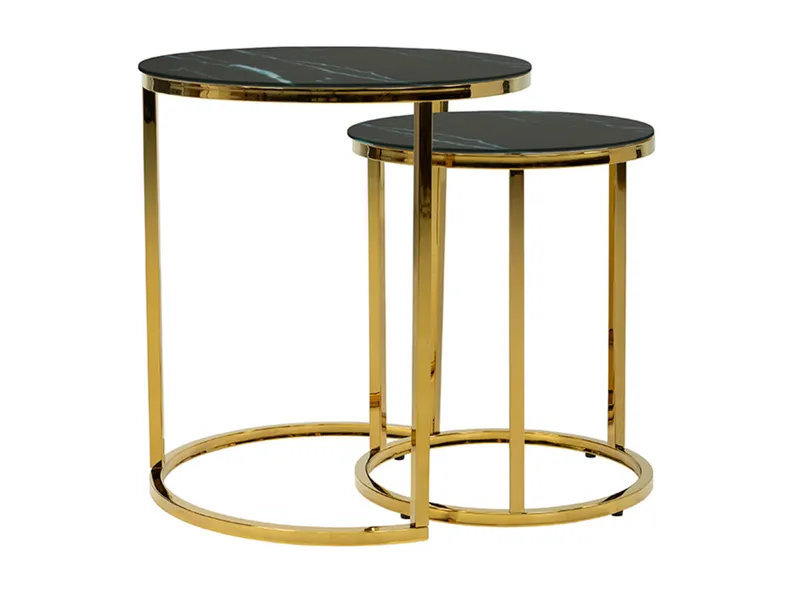 BRW Kamza, Комплект из двух столов, чёрный/золотой BLACK фото №1