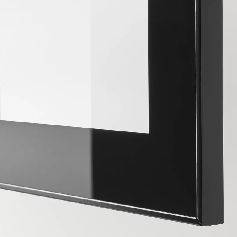 IKEA BESTÅ БЕСТО, комб для хран с дверц / ящ, черный / коричневый / Сельсвикен / Осарп глянец / черное прозрачное стекло, 120x42x213 см 094.360.50 фото №5