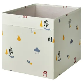 IKEA REGNBROMS РЕГНБРОМС, коробка, візерунок лісові тварини / багатобарвний, 33x38x33 см 005.553.54 фото