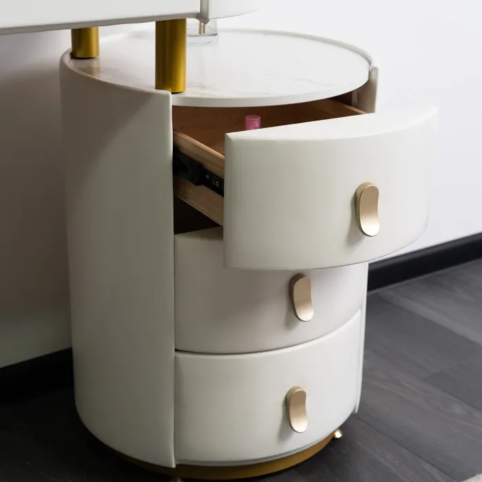 Туалетний столик з тумбою MEBEL ELITE SELENA, Білий / Золотий фото №5