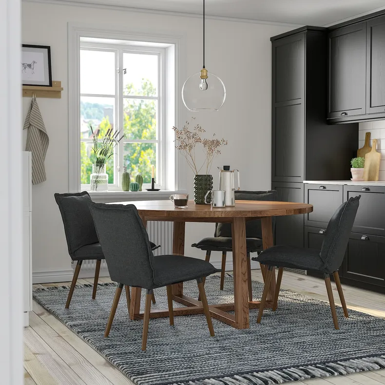 IKEA MÖRBYLÅNGA МЕРБЮЛОНГА / KLINTEN КЛІНТЕН, стіл+4 стільці, дуб okl коричнева пляма / кіланда темно-сірий, 145 см 595.058.85 фото №2