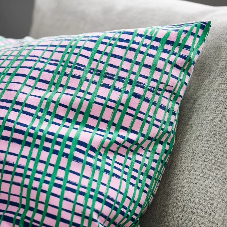 IKEA HAMNKRASSING ХАМНКРАССІНГ, чохол на подушку, рожевий/синій зелений, 50x50 см 305.827.99 фото №3