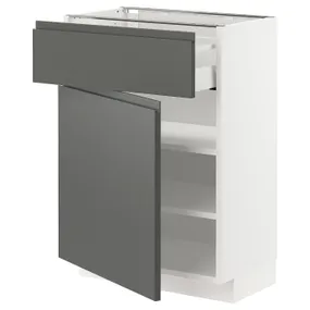 IKEA METOD МЕТОД / MAXIMERA МАКСИМЕРА, напольный шкаф с ящиком / дверцей, белый / Воксторп темно-серый, 60x37 см 594.639.89 фото