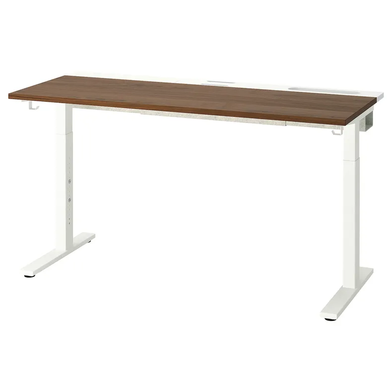 IKEA MITTZON МІТТЗОН, письмовий стіл, горіх/білий, 140x60 см 495.280.57 фото №1