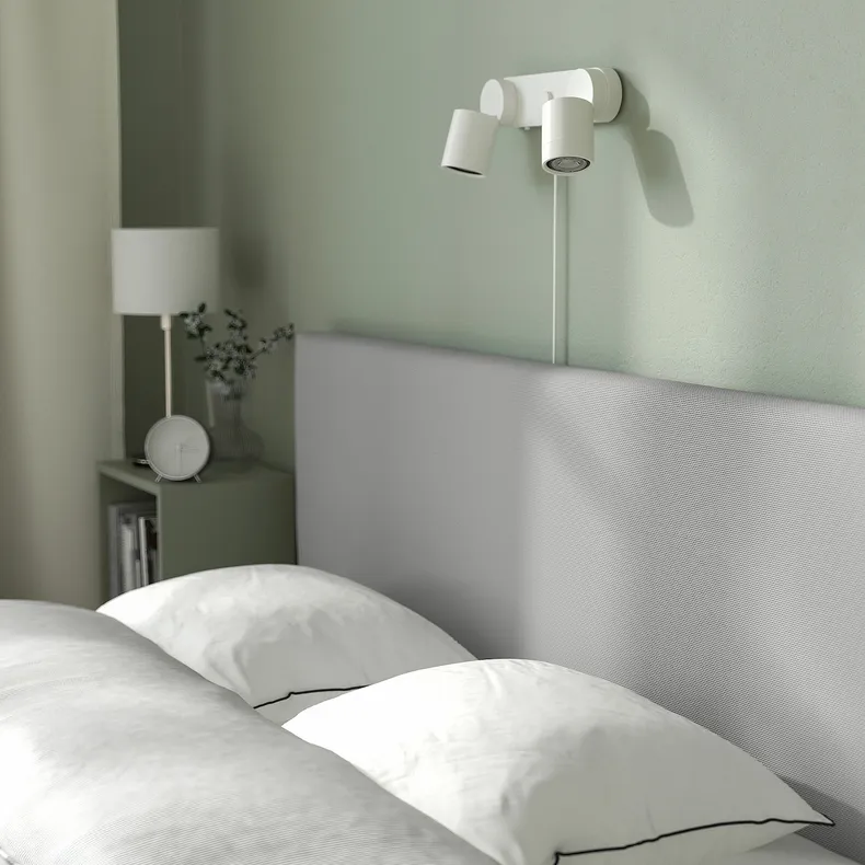 IKEA GLADSTAD ГЛАДСТАД, каркас кровати с обивкой, Кабуса светло-серый, 140x200 см 604.904.49 фото №5