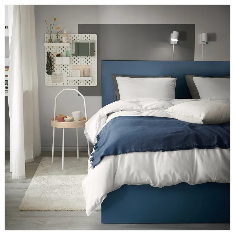 IKEA MALM МАЛЬМ, каркас ліжка, високий, синій / Ліндборн, 160x200 см 795.599.38 фото №7