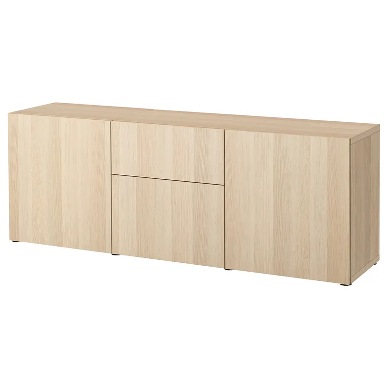 IKEA BESTÅ БЕСТО, комбинация для хранения с ящиками, Дуб беленый / Лапвикен дуб беленый, 180x42x65 см 193.251.84 фото №1