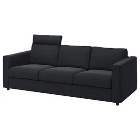 IKEA VIMLE ВИМЛЕ, 3-местный диван, с подголовником / Саксемара черный синий 893.990.58 фото