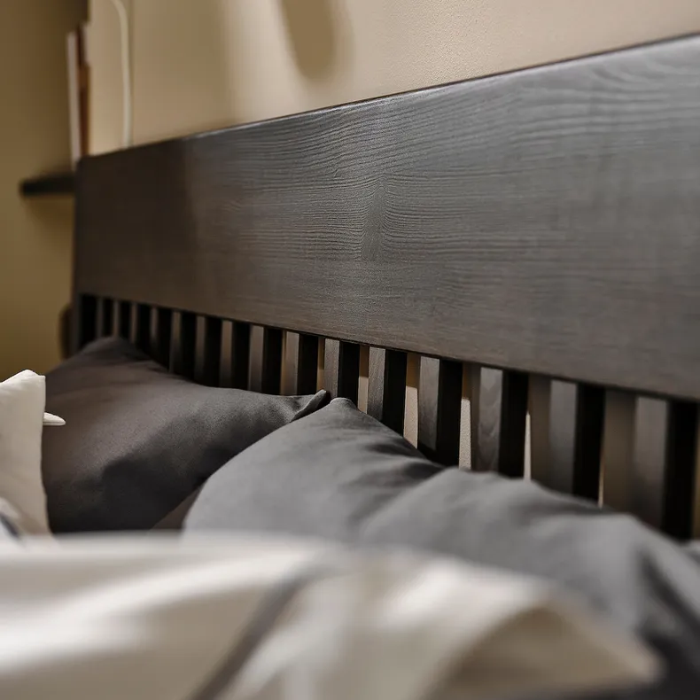 IKEA IDANÄS ІДАНЕС, каркас ліжка, темно-коричневий / Лейрсунд, 140x200 см 993.892.09 фото №5