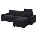 IKEA VIMLE ВІМЛЕ, чохол для 3-місного дивана з кушет, з узголів'ям з широкими підлокітниками/САКСЕМАРА чорно-синій 794.250.34 фото thumb №2