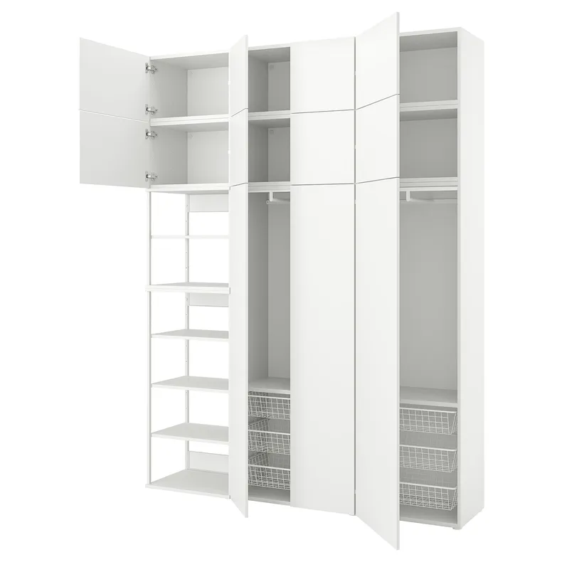 IKEA PLATSA ПЛАТСА, гардероб, 11 дверцят, білий / Fonnes white, 200x42x261 см 494.374.15 фото №1