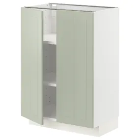 IKEA METOD МЕТОД, напольный шкаф с полками / 2дверцами, белый / светло-зеленый, 60x37 см 594.876.12 фото