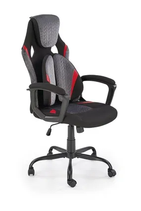 Крісло комп'ютерне офісне обертове HALMAR JENSEN, чорний - сірий - червоний фото