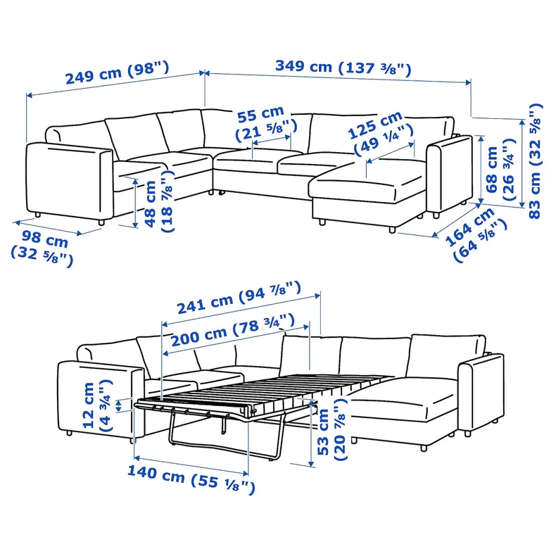 IKEA VIMLE ВІМЛЕ, кут диван-ліжко, 5-місн з кушеткою, Gunnared бежевий фото №13