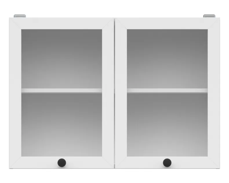 BRW Двухдверный верхний кухонный шкаф Junona Line 80 см с дисплеем белый, белый G2W/80/57-BI/BI фото №1