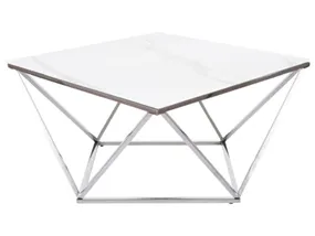 Журнальний столик SIGNAL SILVER A II, білий / сталь, 80x80 фото