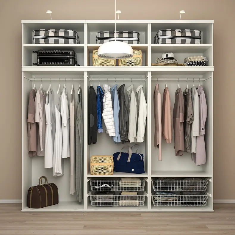 IKEA PLATSA ПЛАТСА, гардероб с 6 раздвижными дверями, белый ларколлен / темно-серый, 180x57x221 см 094.941.58 фото №5
