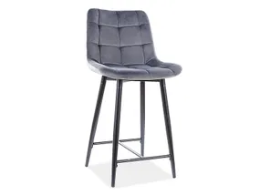 Барный стул бархатный, хокер SIGNAL CHIC H-2 Velvet, Bluvel 14 - серый фото
