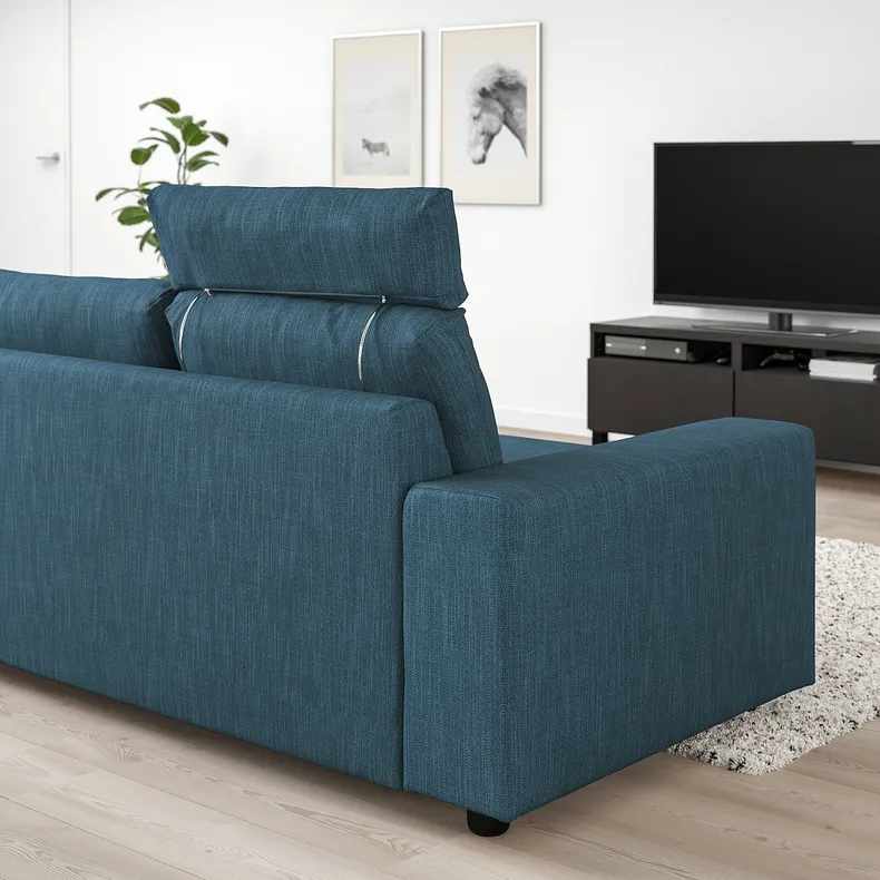IKEA VIMLE ВІМЛЕ, 3-місний диван, з підголівником з широкими підлокітниками / темно-синій 794.327.65 фото №2
