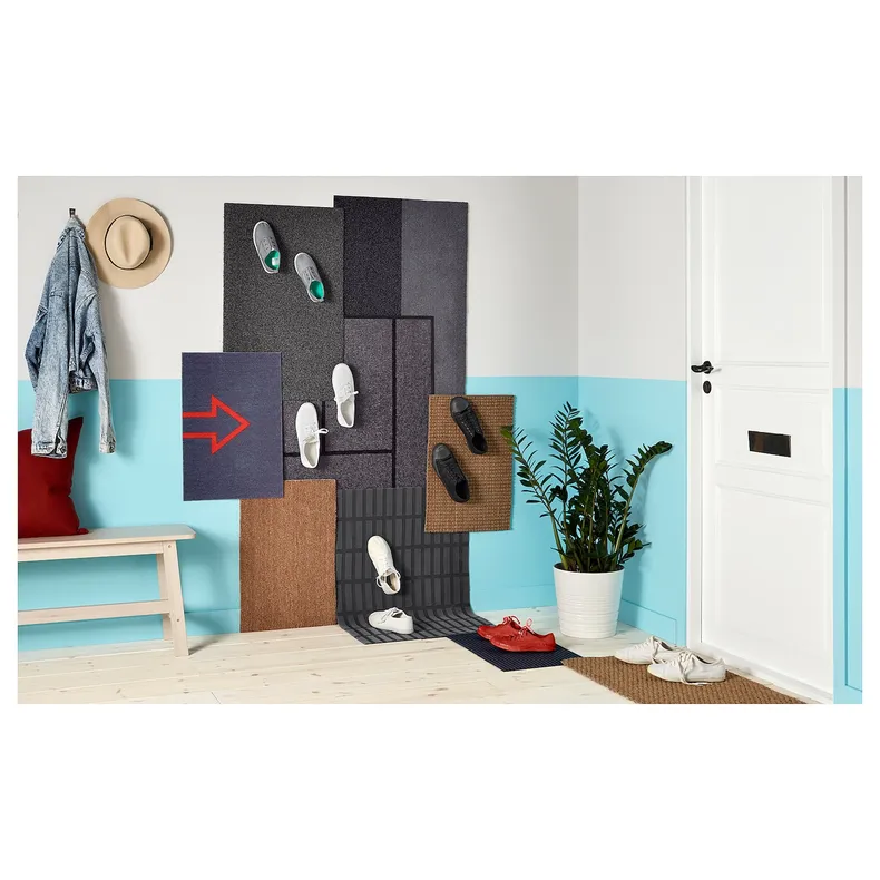 IKEA OPLEV ОПЛЕВ, килимок під двері, для приміщення/вулиці сірий, 50x80 см 303.089.94 фото №10