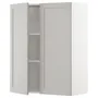 IKEA METOD МЕТОД, навісна шафа з полицями / 2 дверцят, білий / світло-сірий Lerhyttan, 80x100 см 694.602.78 фото