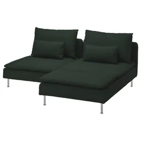 IKEA SÖDERHAMN СЕДЕРХАМН, 2-місний диван із кушеткою, Талміра темно-зелена 195.807.49 фото