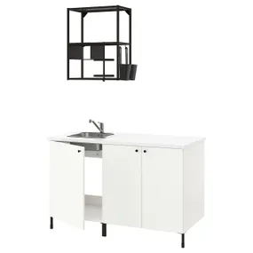 IKEA ENHET ЕНХЕТ, кухня, антрацит/білий, 143x63.5x222 см 693.372.50 фото