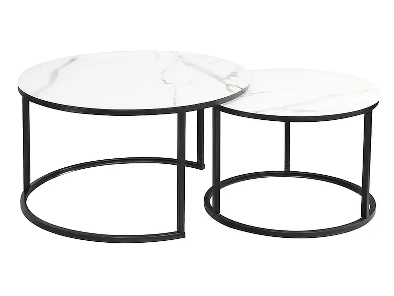 Комплект журнальных столиков (2 шт круглые) SIGNAL ATLANTA B II, 53x53 см, белый/хром фото №19