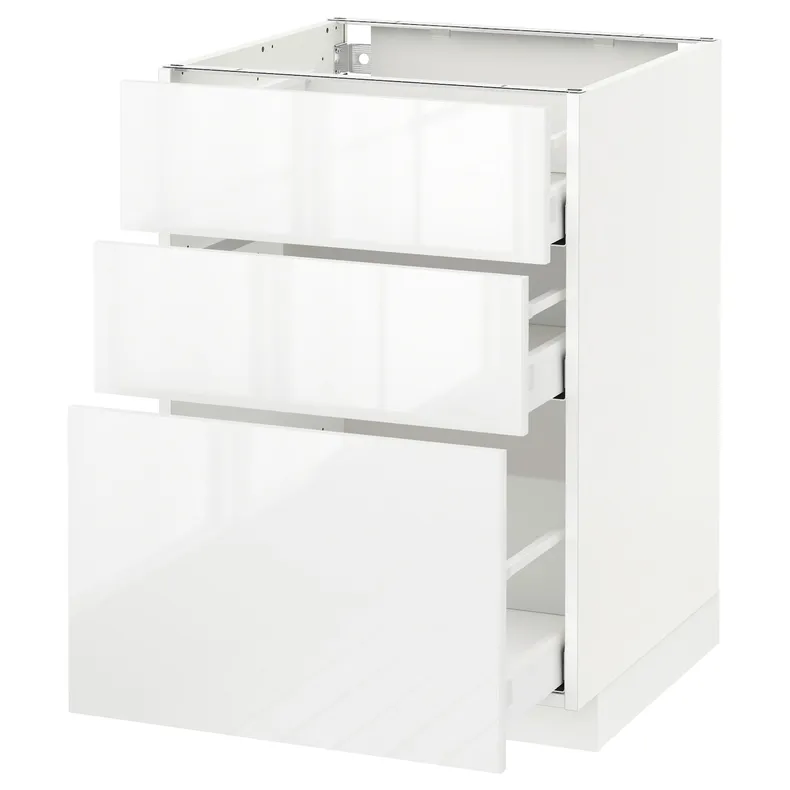 IKEA METOD МЕТОД / MAXIMERA МАКСІМЕРА, підлогова шафа з 3 шухлядами, білий / РІНГХУЛЬТ білий, 60x60 см 990.496.63 фото №1