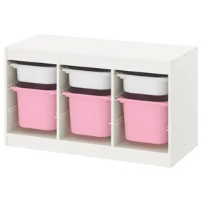 IKEA TROFAST ТРУФАСТ, комбінація для зберіган +контейнери, білий білий / рожевий, 99x44x56 см 893.355.04 фото