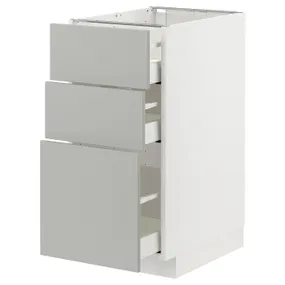 IKEA METOD МЕТОД / MAXIMERA МАКСІМЕРА, підлогова шафа з 3 шухлядами, білий / Хавсторп світло-сірий, 40x60 см 995.382.28 фото