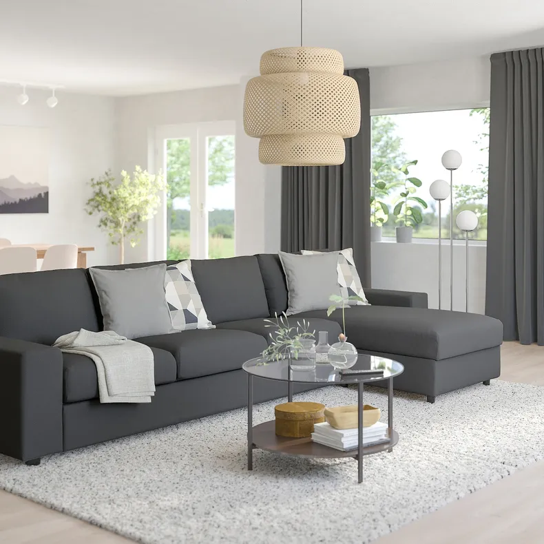 IKEA VIMLE ВІМЛЕ, 4-місний диван із кушеткою, з широкими підлокітниками/ХАЛЛАРП сірий 094.017.72 фото №2