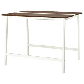 IKEA MITTZON МІТТЗОН, стіл для конференцій, шпон волоського горіха / білий, 140x108x105 см 695.334.73 фото