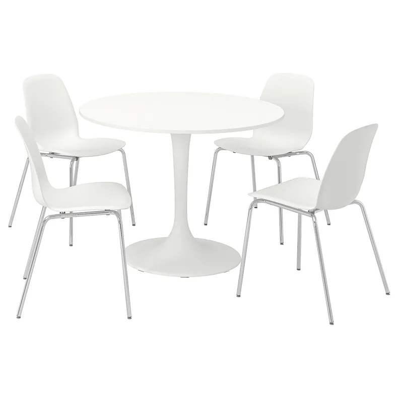 IKEA DOCKSTA ДОКСТА / LIDÅS ЛИДОС, стол и 4 стула, белый белый / белый хром, 103 см 294.816.02 фото №1