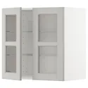 IKEA METOD МЕТОД, настінна шафа, полиці / 2 склх дверц, білий / світло-сірий Lerhyttan, 60x60 см 694.633.52 фото thumb №1