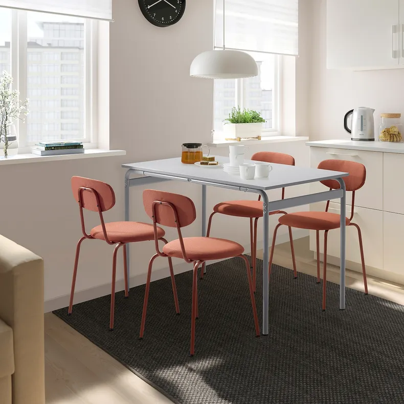 IKEA GRÅSALA ГРОСАЛА / ÖSTANÖ ЭСТАНЁ, стол и 4 стула, серый / красно-коричневый, 110 см 294.972.93 фото №2