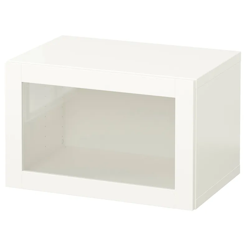 IKEA BESTÅ БЕСТО, комбинация настенных шкафов, белый / Синдвик белое прозрачное стекло, 60x42x38 см 094.296.91 фото №1
