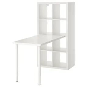 IKEA KALLAX КАЛЛАКС / LINNMON ЛИННМОН, стол, комбинация, белый, 77x139x147 см 294.817.01 фото